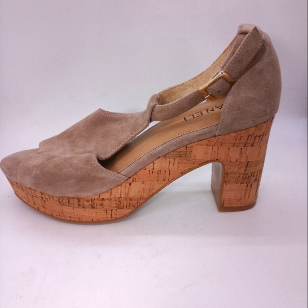 Van Eli Tan Suede Platform Heels Ankle Strap